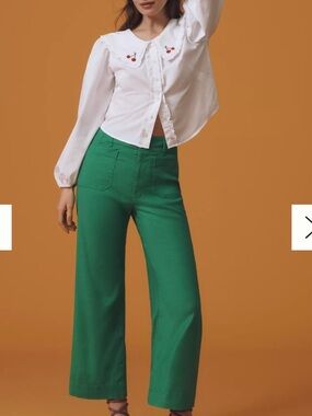 Maeve by Anthropologie The Colette Cropped Wide-Leg Trousers: Linen Ed. Sz  24
